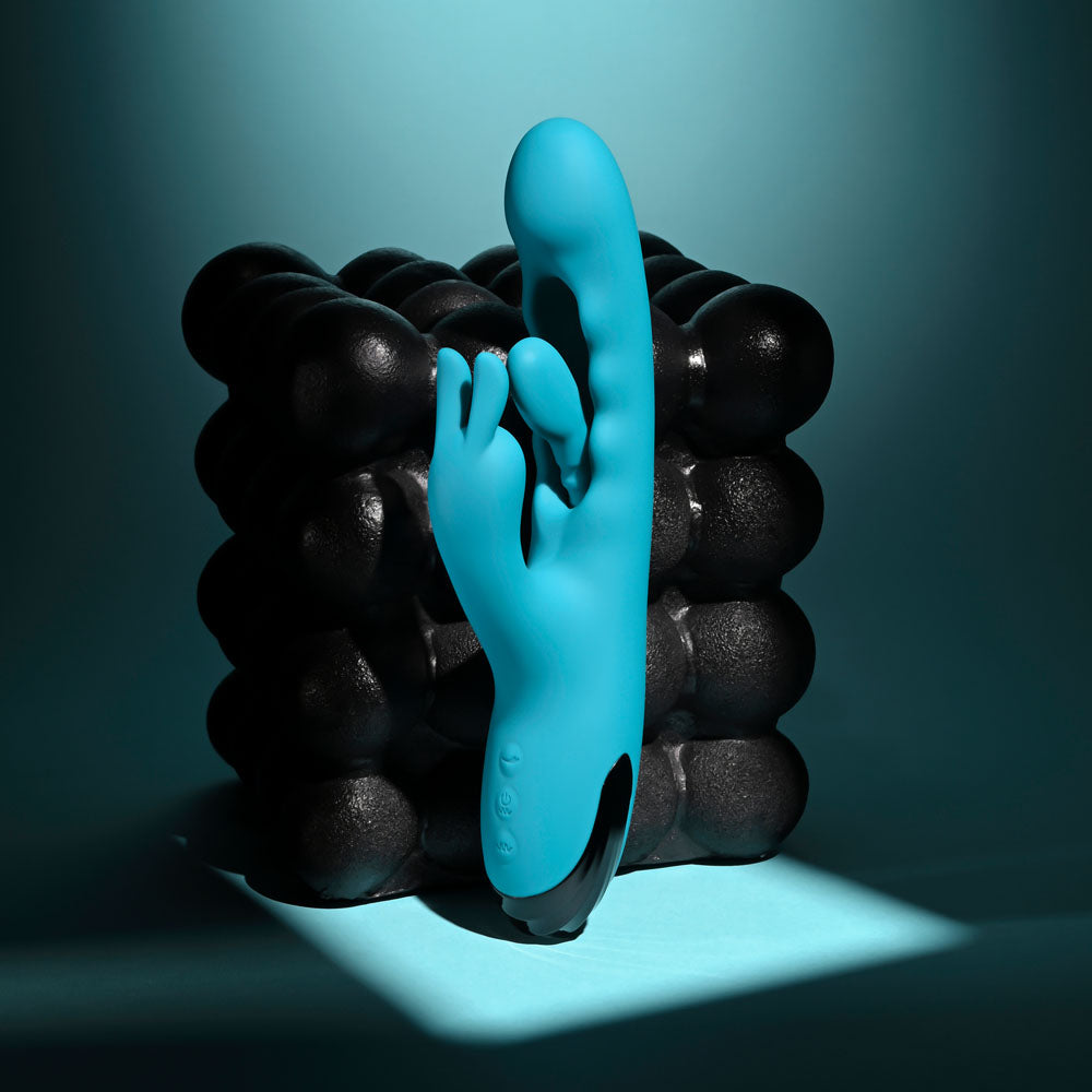 Evolved BUNNY TAPPER - Blue 20 cm USB Rechargeable Rabbit Vibrator with Flicking Shaft - EN-RS-7227-2