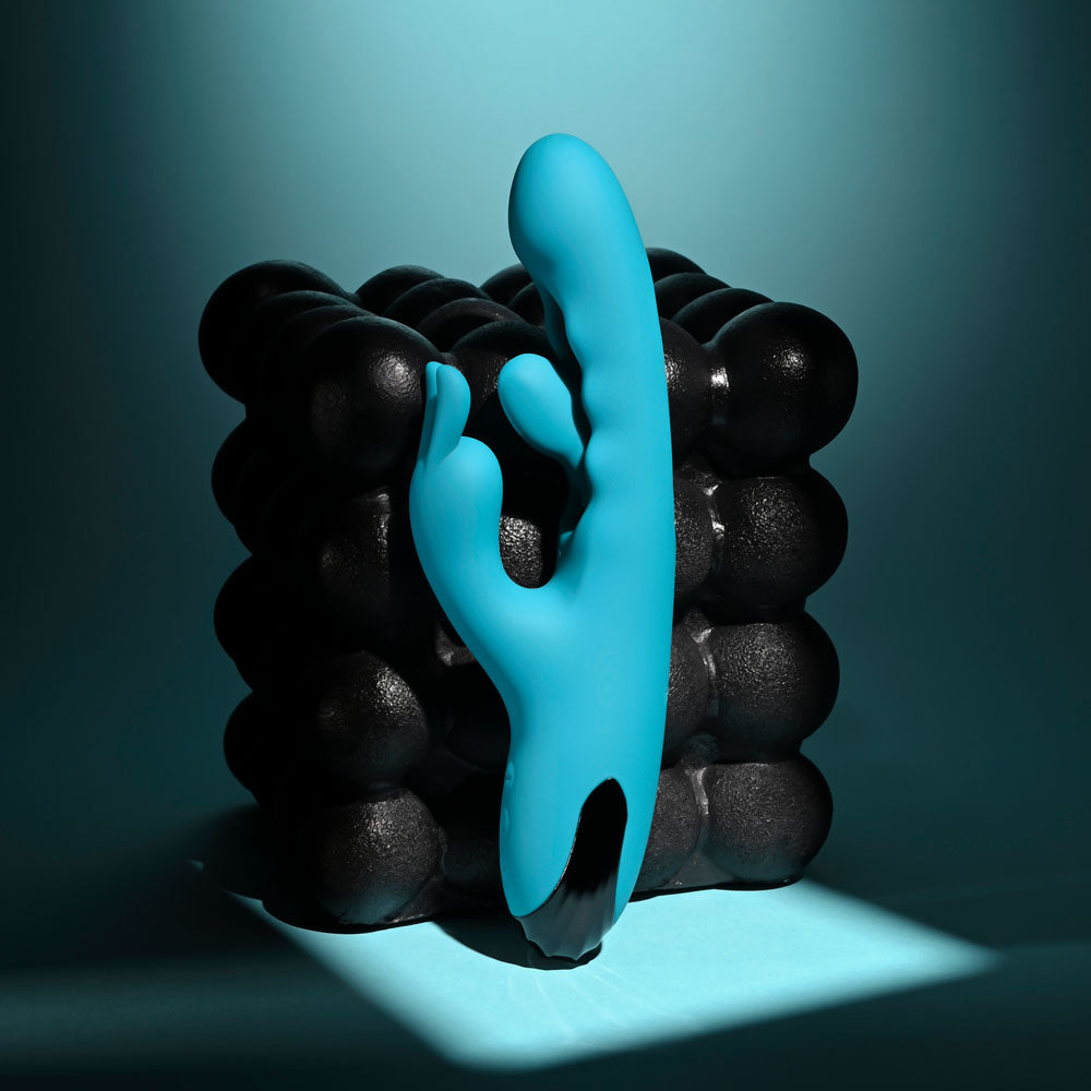 Evolved BUNNY TAPPER - Blue 20 cm USB Rechargeable Rabbit Vibrator with Flicking Shaft - EN-RS-7227-2