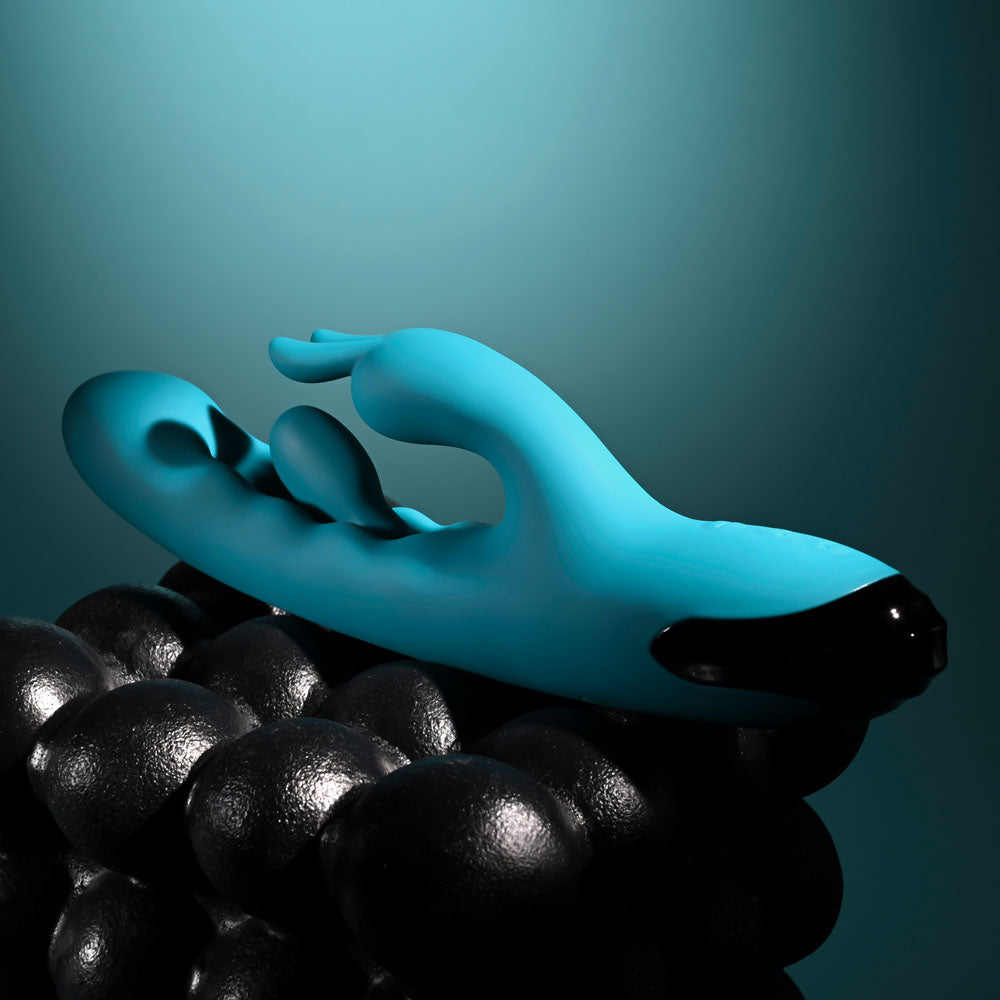 Evolved BUNNY TAPPER - Blue 20 cm USB Rechargeable Rabbit Vibrator with Flicking Shaft - EN-RS-7227-2