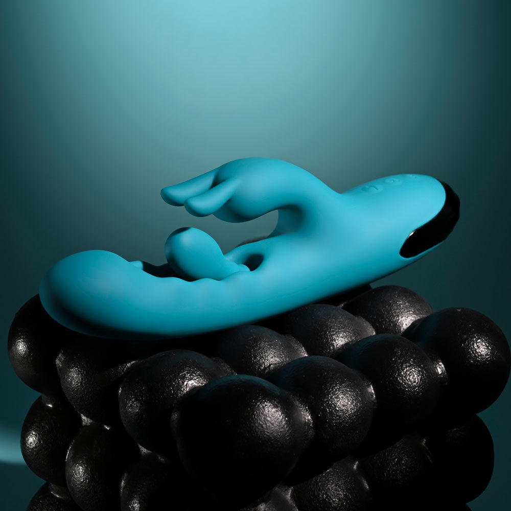 Evolved BUNNY TAPPER - Blue 20 cm USB Rechargeable Rabbit Vibrator with Flicking Shaft - EN-RS-7227-2