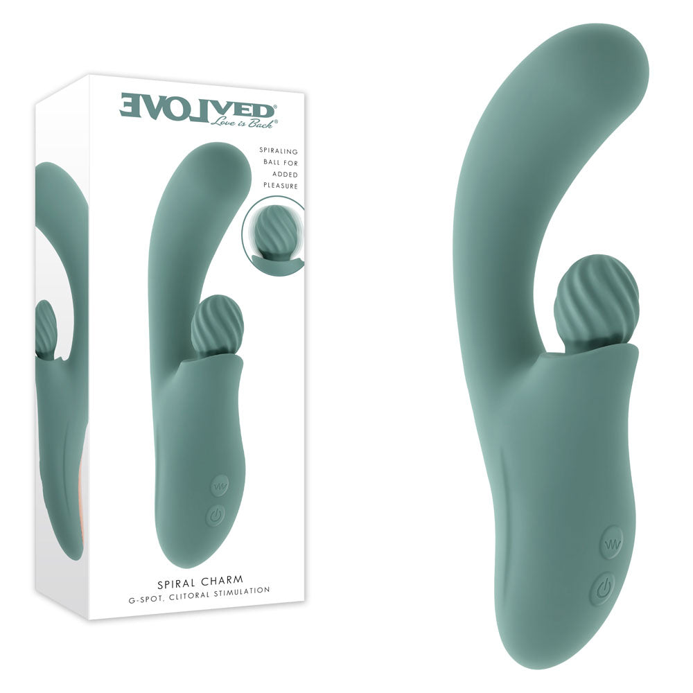 Evolved SPIRAL CHARM - Green 18 cm USB Rechargeable Rabbit Vibrator - EN-RS-7425-2