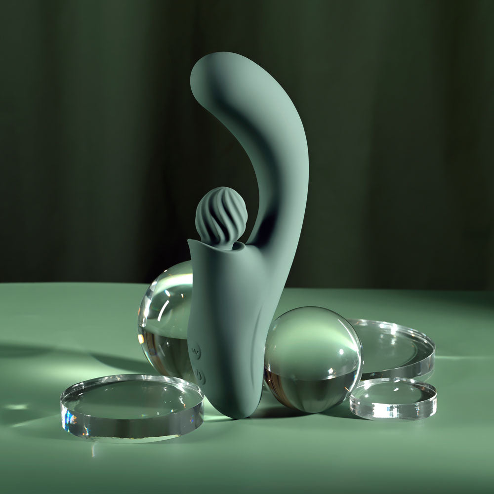 Evolved SPIRAL CHARM - Green 18 cm USB Rechargeable Rabbit Vibrator - EN-RS-7425-2