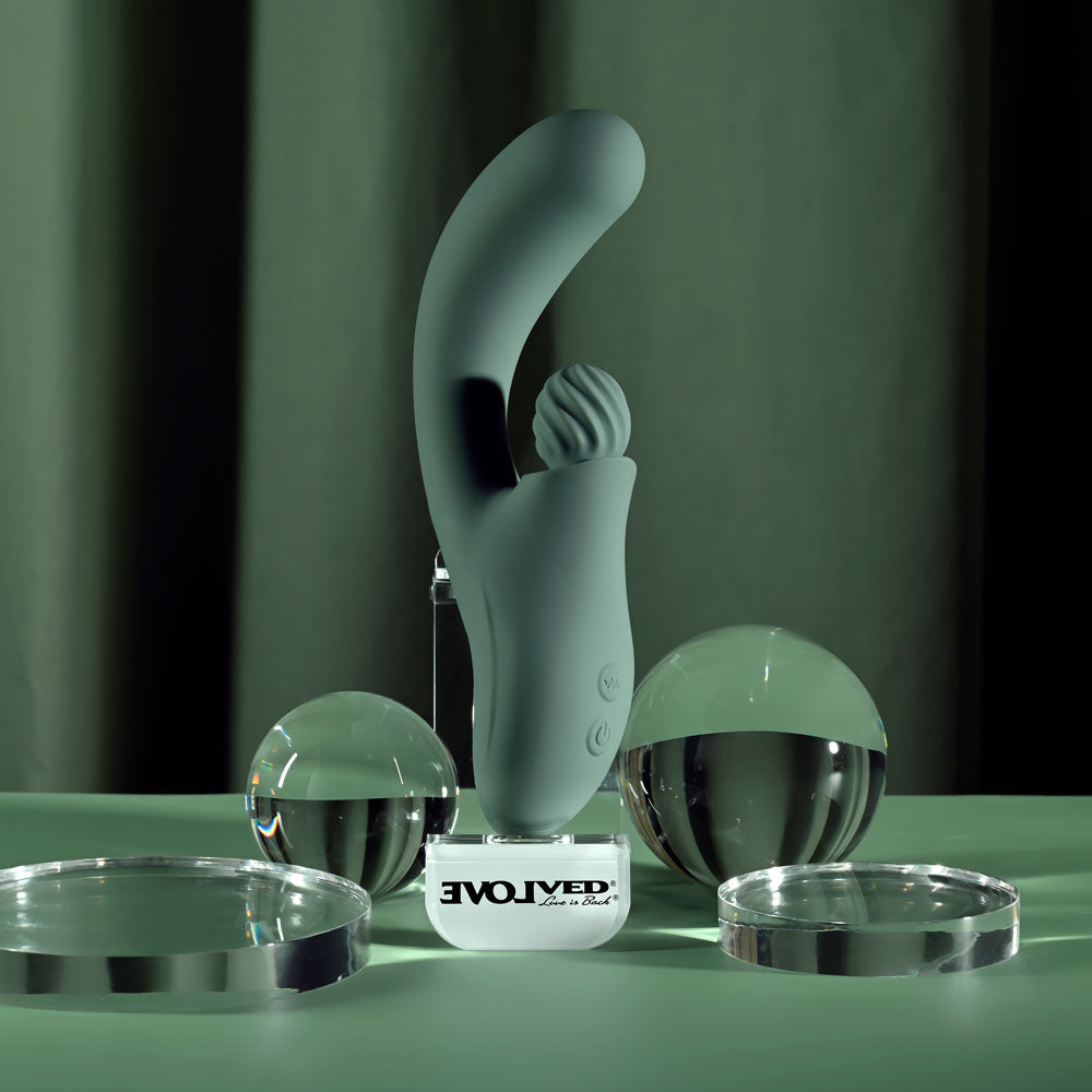 Evolved SPIRAL CHARM - Green 18 cm USB Rechargeable Rabbit Vibrator - EN-RS-7425-2