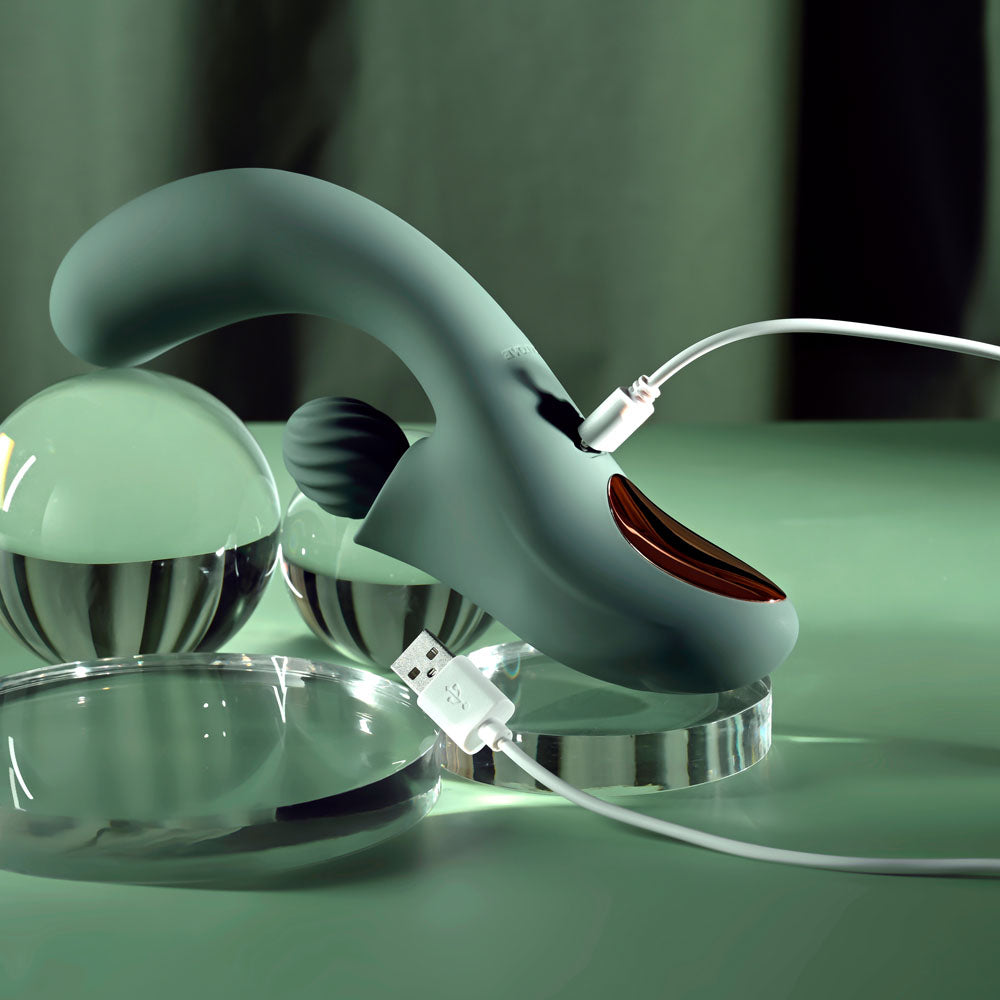 Evolved SPIRAL CHARM - Green 18 cm USB Rechargeable Rabbit Vibrator - EN-RS-7425-2