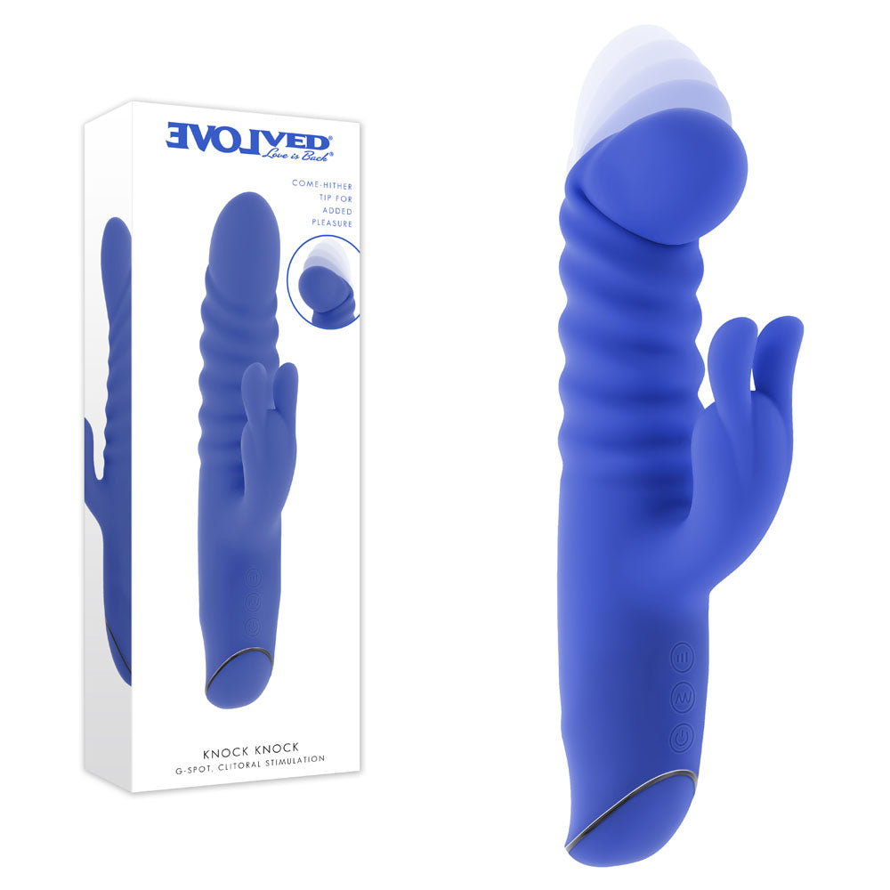 Evolved KNOCK KNOCK - Purple 22.9 cm USB Rechargeable Rabbit Vibrator with Flicking Head - EN-RS-7562-2