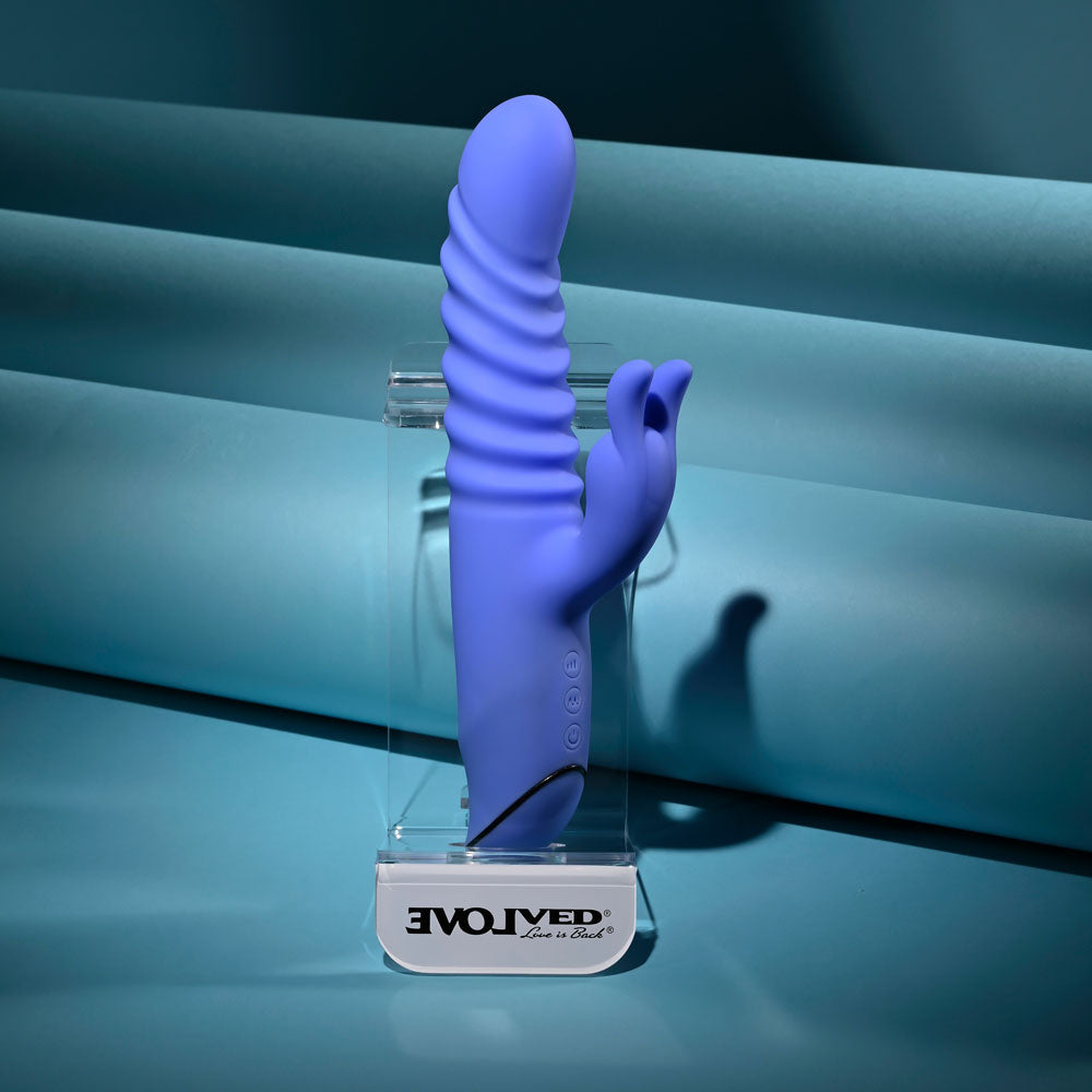 Evolved KNOCK KNOCK - Purple 22.9 cm USB Rechargeable Rabbit Vibrator with Flicking Head - EN-RS-7562-2