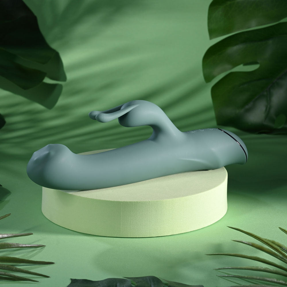 Evolved SATIN SWIRL - Green 23 cm USB Rechargeable Rabbit Vibrator with Swirling Head - EN-RS-7623-2