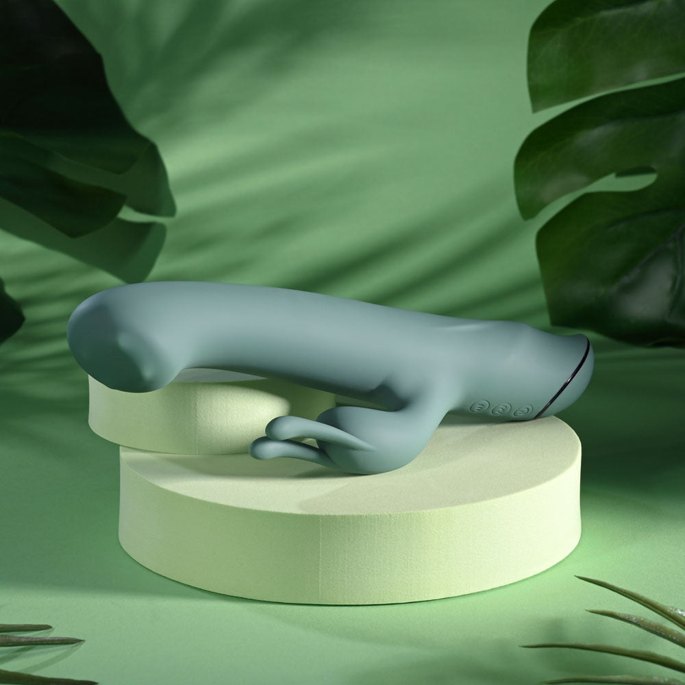 Evolved SATIN SWIRL - Green 23 cm USB Rechargeable Rabbit Vibrator with Swirling Head - EN-RS-7623-2