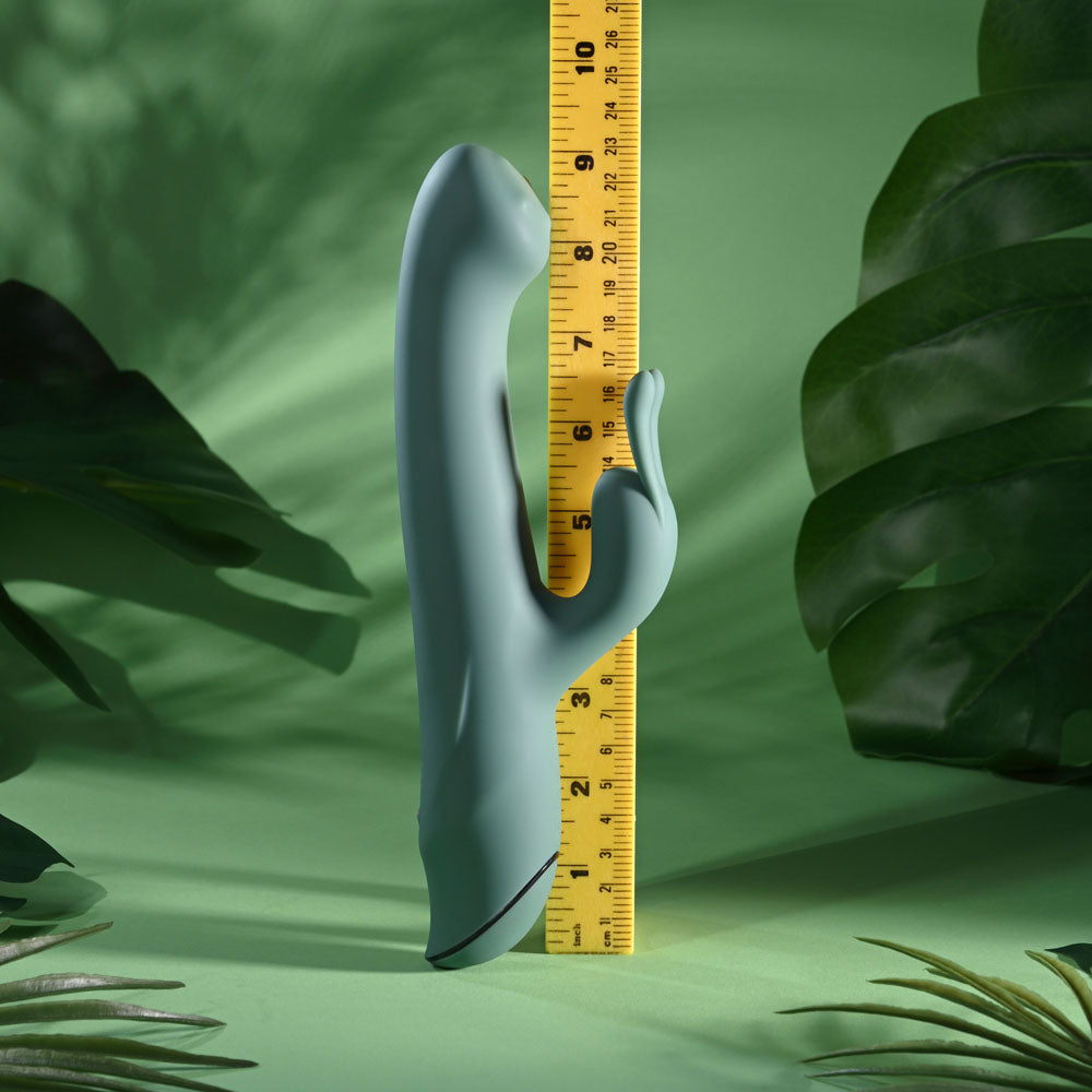 Evolved SATIN SWIRL - Green 23 cm USB Rechargeable Rabbit Vibrator with Swirling Head - EN-RS-7623-2