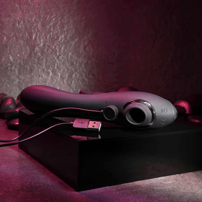 Evolved RABBIT HOLE - Black 21.2 cm USB Rechargeable Rabbit Vibrator-EN-RS-8805-2