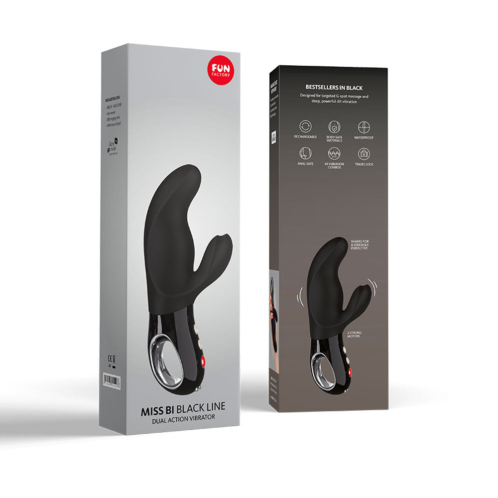 Fun Factory MISS BI black - Black 17 cm USB Rechargeable Rabbit Vibrator-FF000875BK01