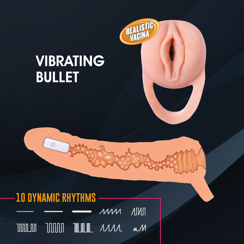 Extendor+ - Flesh 2 Inch Vibrating Penis Extender and Stroker-FVRQ047A00-001