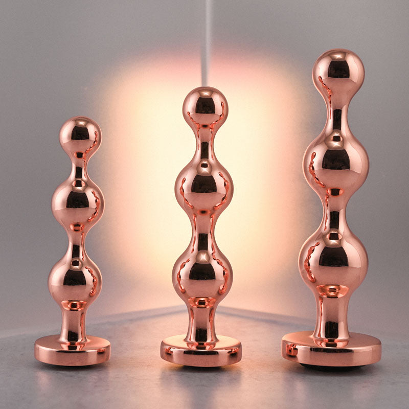 Gender X GOLD DIGGER SET - Rose Gold Metallic Butt Plugs - Set of 3 Sizes-GX-BP-9154-2