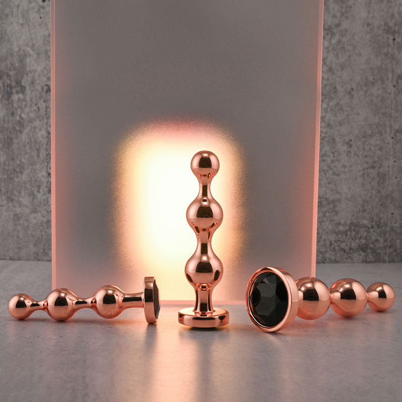 Gender X GOLD DIGGER SET - Rose Gold Metallic Butt Plugs - Set of 3 Sizes-GX-BP-9154-2