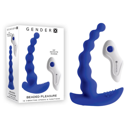 Gender X BEADED PLEASURE - Blue 11.4 cm USB Rechargeable Vibrating Anal Beads with Remote-GX-RS-0235-2