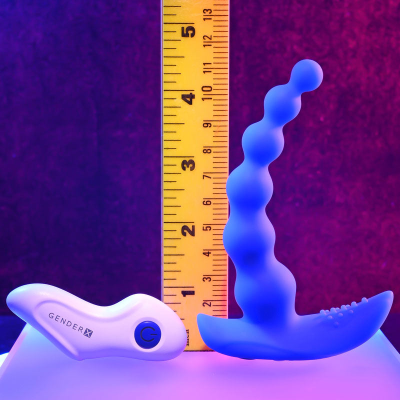 Gender X BEADED PLEASURE - Blue 11.4 cm USB Rechargeable Vibrating Anal Beads with Remote-GX-RS-0235-2