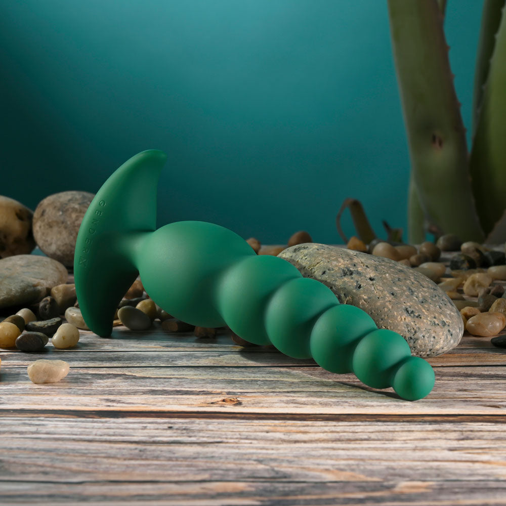 Gender X THE RATTLER - Green 17 cm USB Rechargeable Vibrating and Twirling Anal Plug - GX-RS-7357-2