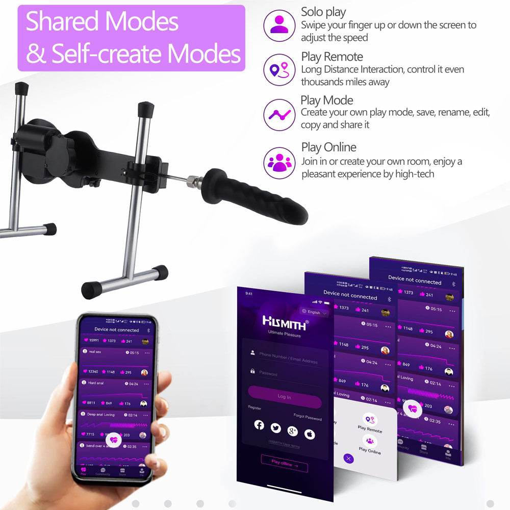 Hismith Mini Pro - Black Mains Powered Sex Machine with App Control and Remote - HS25-APP