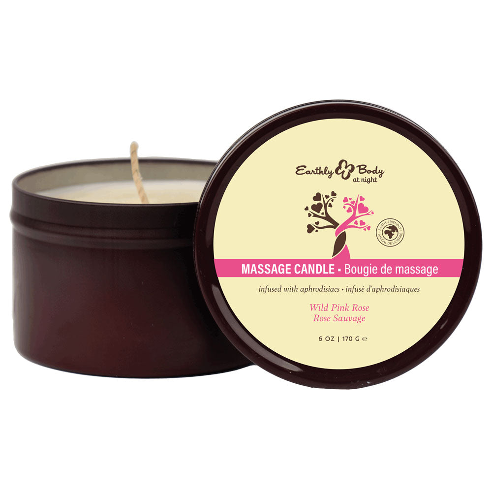EB Aphrodisiac Massage Candle - Wild Pink Rose - Wild Pink Rose Scented Massage Candle - 170 g - HSBNAC032