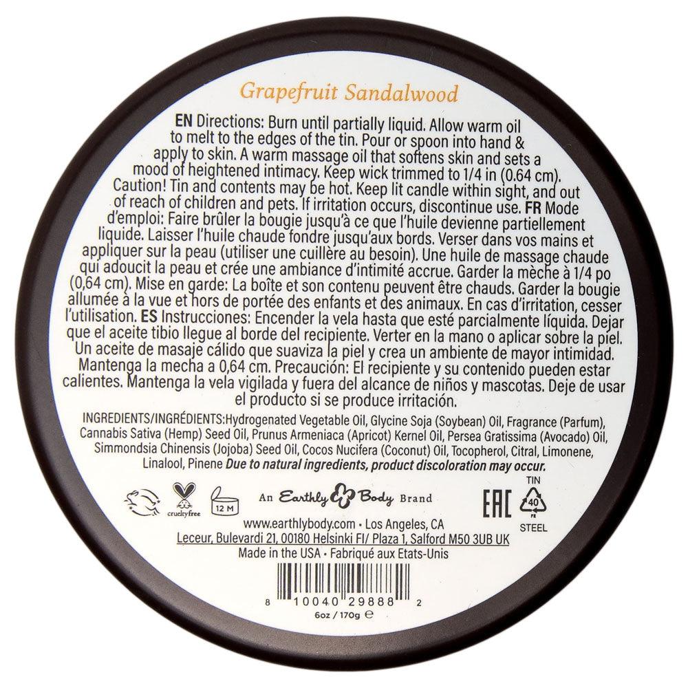 EB Aphrodisiac Massage Candle - Grapefruit Sandalwood - Grapefruit Sandalwood Scented Massage Candle - 170 g - HSBNAC033