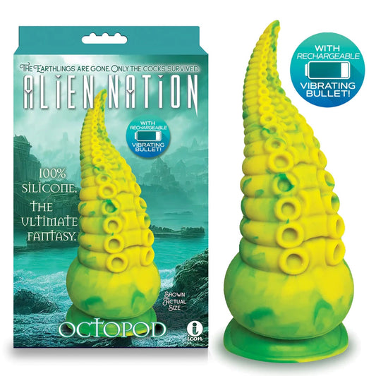 Alien Nation - Octopod - Yellow/Green 22.9 cm USB Rechargeable Vibrating Fantasy Dong-IC1354