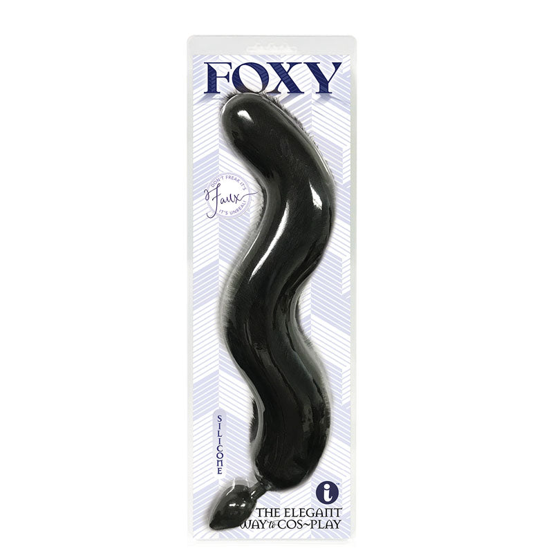 Foxy Fox Tail Silicone Butt Plug - Black - 46 cm Tail-IC1402