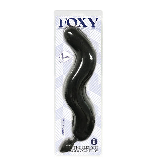 Foxy Fox Tail Silicone Butt Plug - Black - 46 cm Tail-IC1402