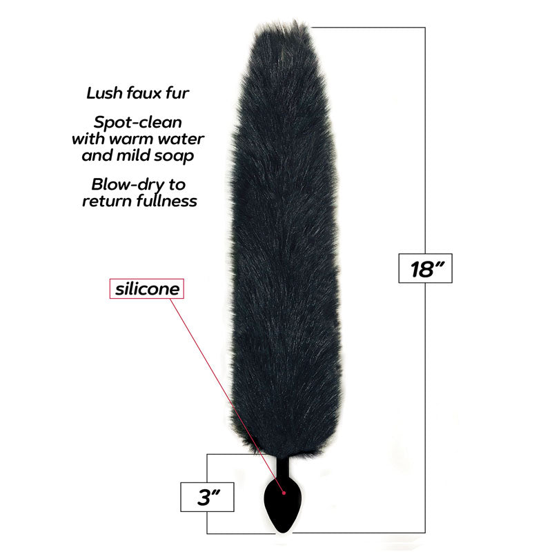 Foxy Fox Tail Silicone Butt Plug - Black - 46 cm Tail-IC1402