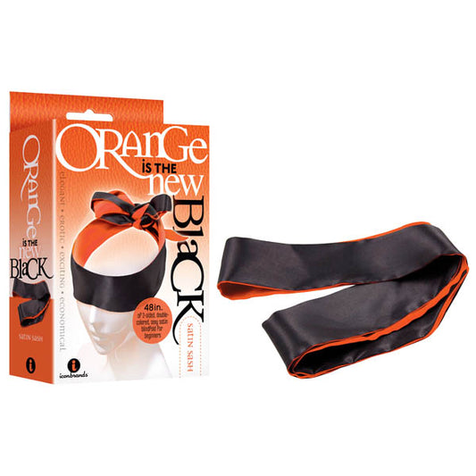 Orange Is The New Black - Satin Sash - Black/Orange Blindfold-IC2522-2