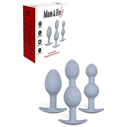 Adam & Eve VIBRA-BALL TRIO - Grey Weighted Anal Training Set - Set of 3 Plugs-J550 8500