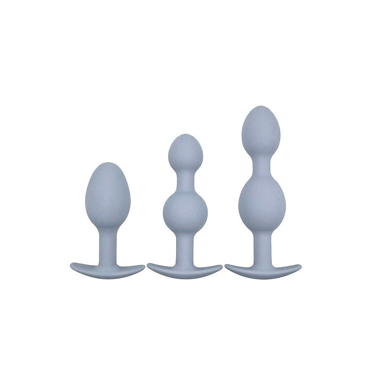 Adam & Eve VIBRA-BALL TRIO - Grey Weighted Anal Training Set - Set of 3 Plugs-J550 8500