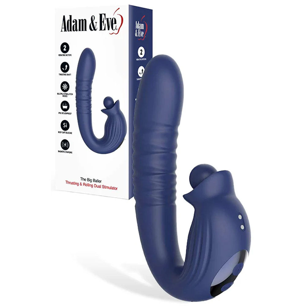 Adam & Eve THE BIG BALLER - Navy Blue 18.8 cm USB Rechargeable Thrusting Rabbit Vibrator-J927 4100