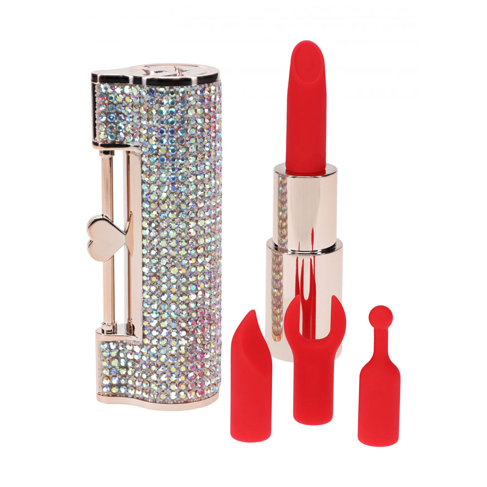 LOVELINE Diamond - Red - Red 8.3 cm USB Rechargeable Lipstick Vibrator - LOVU098IRI