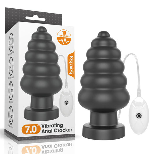 King Sized 7 Vibrating Anal Cracker - Black 17.8 cm XL Vibrating Butt Plug-LV120115