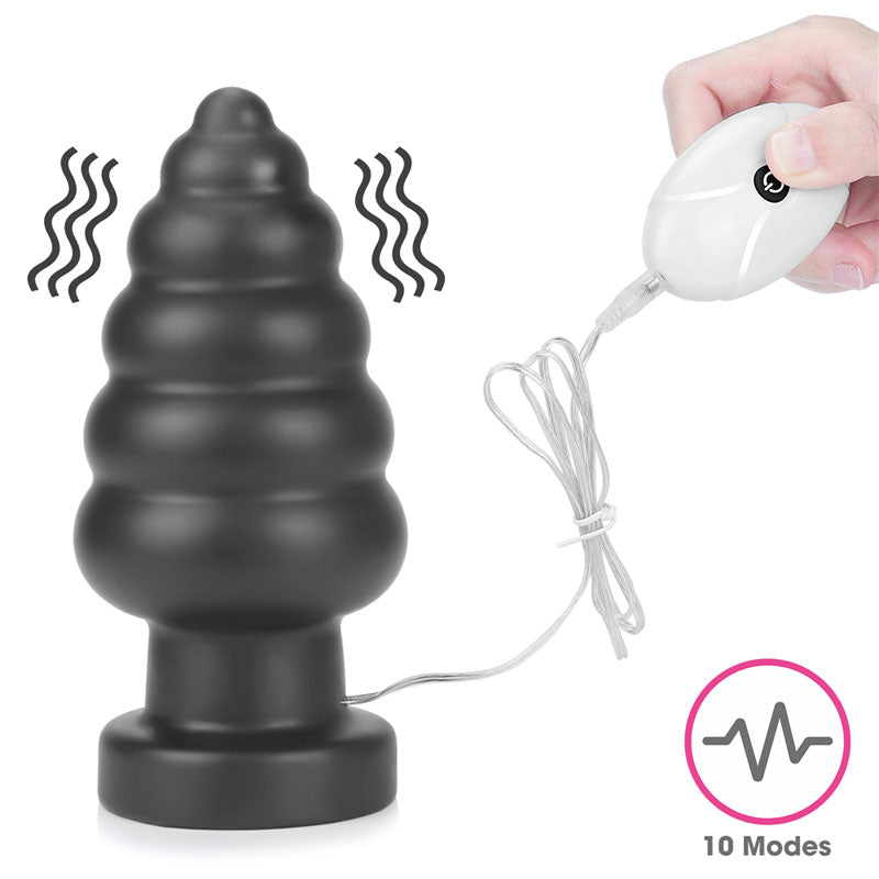King Sized 7 Vibrating Anal Cracker - Black 17.8 cm XL Vibrating Butt Plug-LV120115