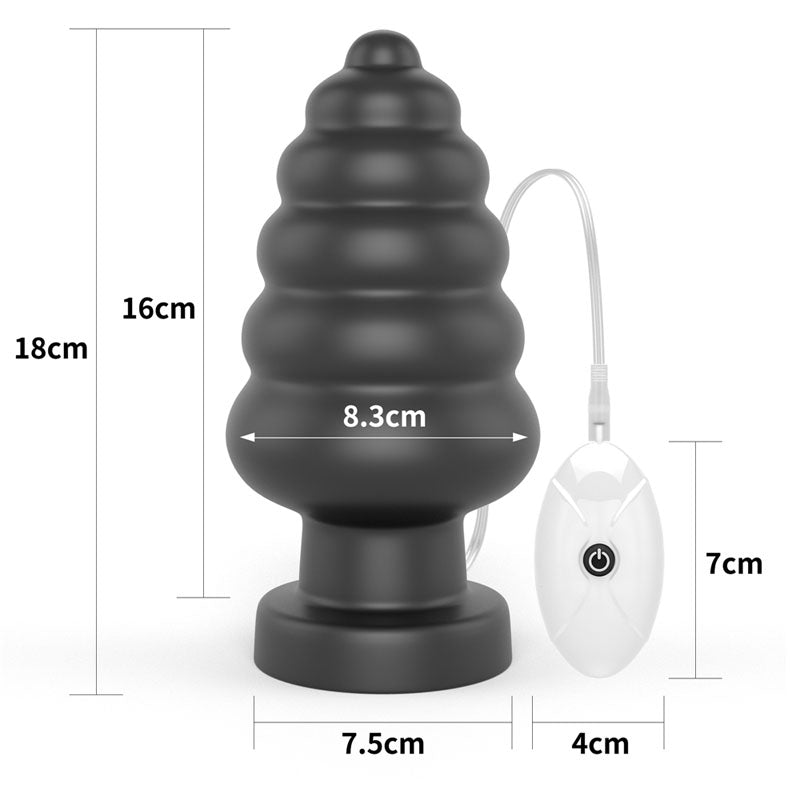 King Sized 7 Vibrating Anal Cracker - Black 17.8 cm XL Vibrating Butt Plug-LV120115