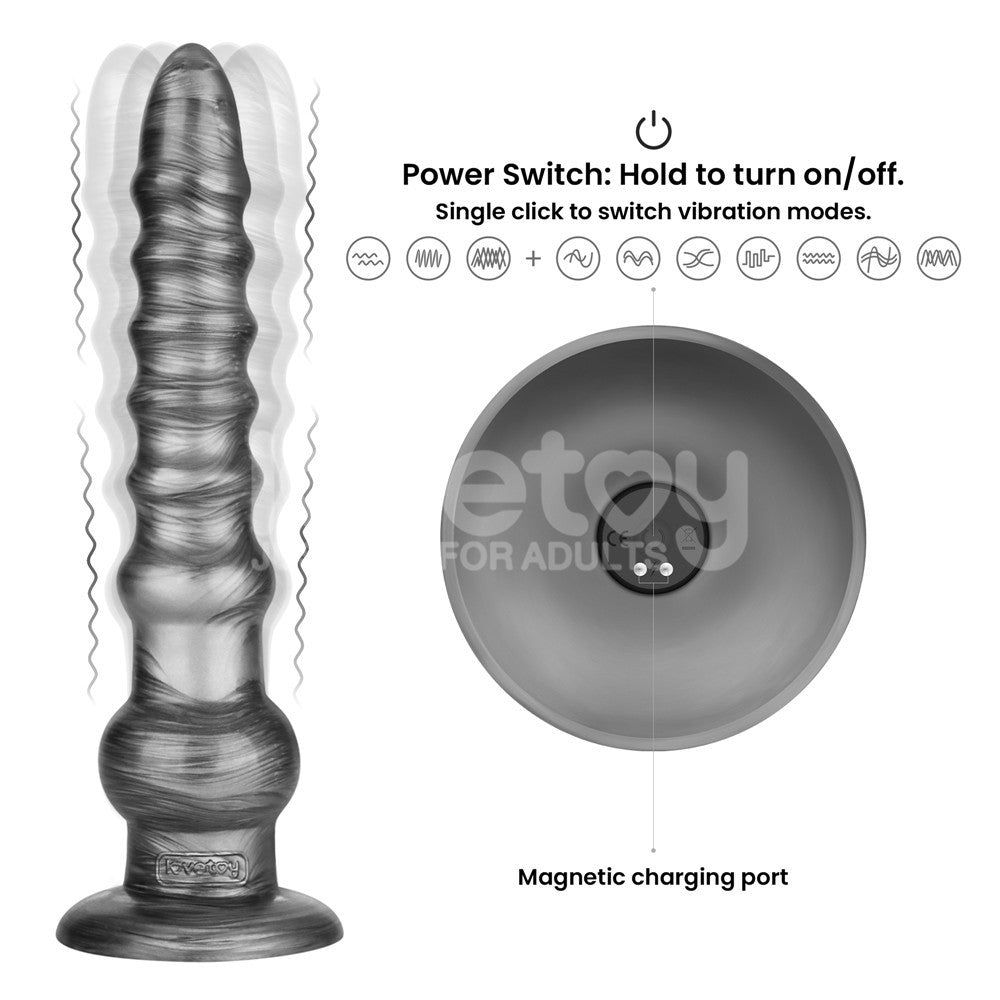 King Sized Vibrating Vibrax Slider - Grey 32.3 cm (12.5) USB Rechargeable Vibrating Dildo-LV121202
