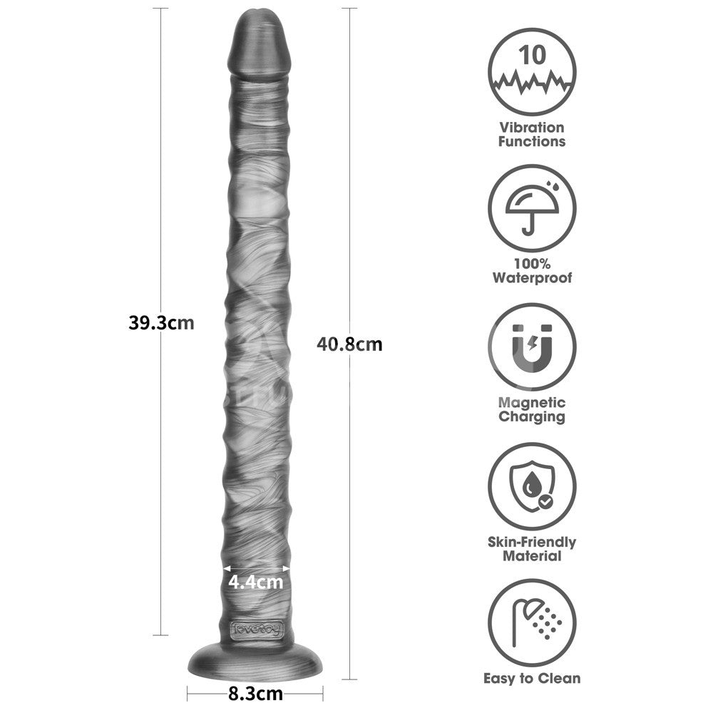 King Sized Vibrating Vibrax Slider - Grey 40.8 cm (16) USB Rechargeable Vibrating Dildo-LV121203