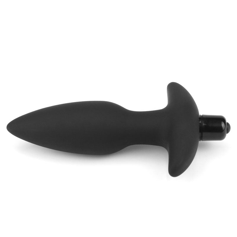Anal Indulgence Collection Silicone Fantasy Anal Plug - Black 14.5 cm Vibrating Butt Plug-LV2604