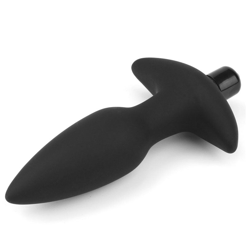 Anal Indulgence Collection Silicone Fantasy Anal Plug - Black 14.5 cm Vibrating Butt Plug-LV2604