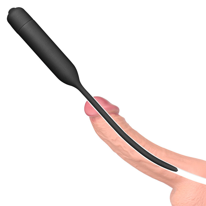 Ultimate Silicone Vibrating Urethral Dilator - Black Vibrating Urethral Sound-LV2610
