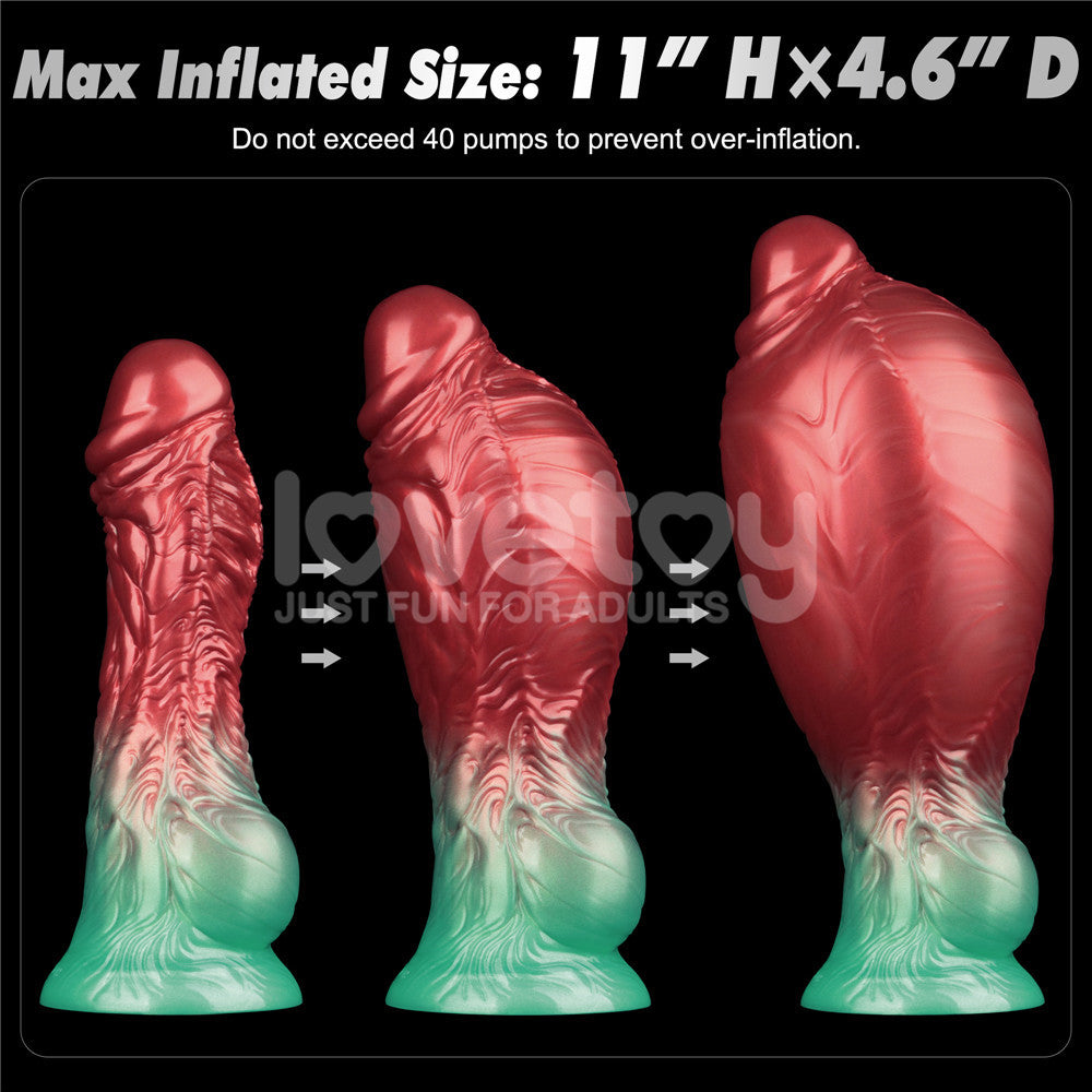 Aerosx 8 Inch Dual Density Inflatable Dildo - Red/Green 28 cm Inflatable Fantasy Dildo-LV416012