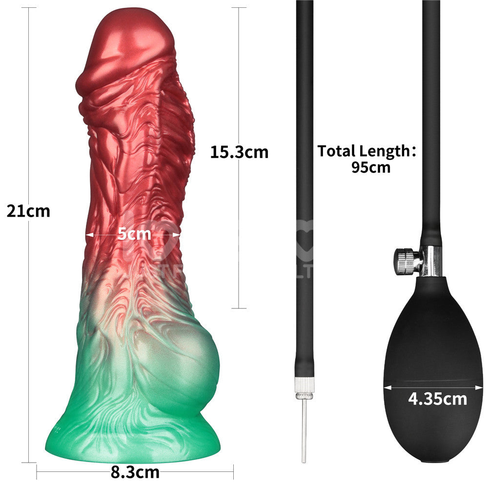 Aerosx 8 Inch Dual Density Inflatable Dildo - Red/Green 28 cm Inflatable Fantasy Dildo-LV416012