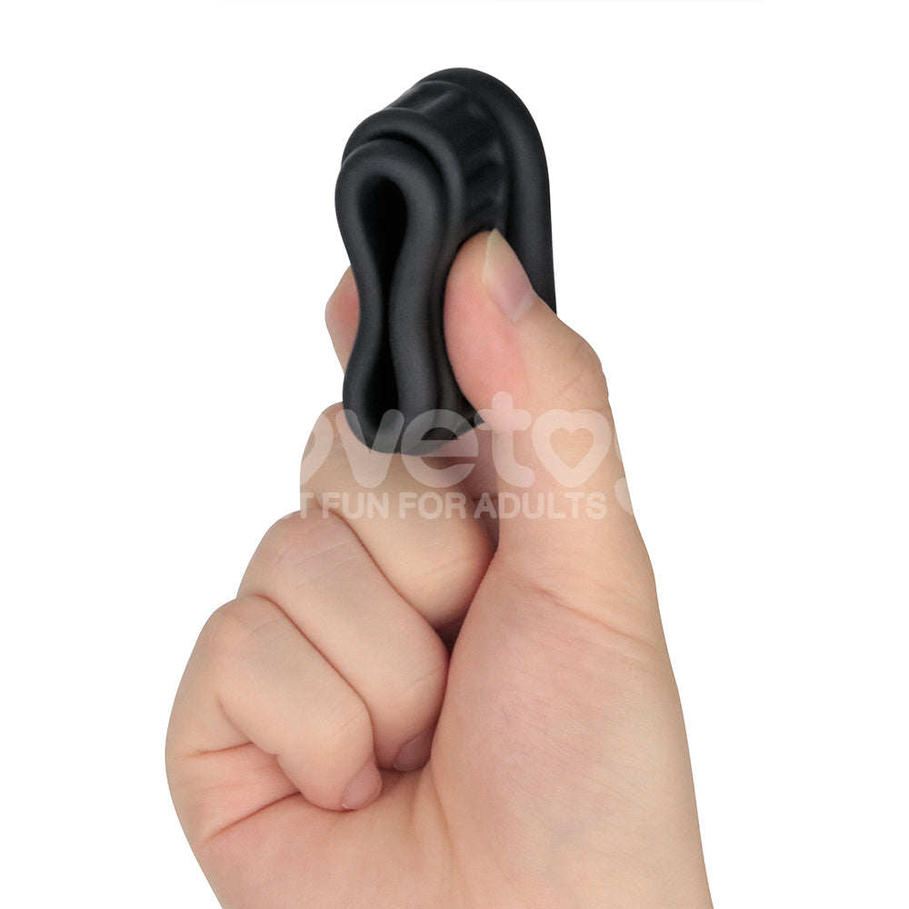 Pinnacle Pro Twin Grip Enhancer - Black Cock & Balls Ring-LV443021