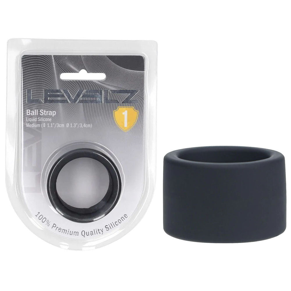LEVELZ Liquid Silicone Ball Strap - M - Black - Black Ball Strap-LVL01-0018BLK
