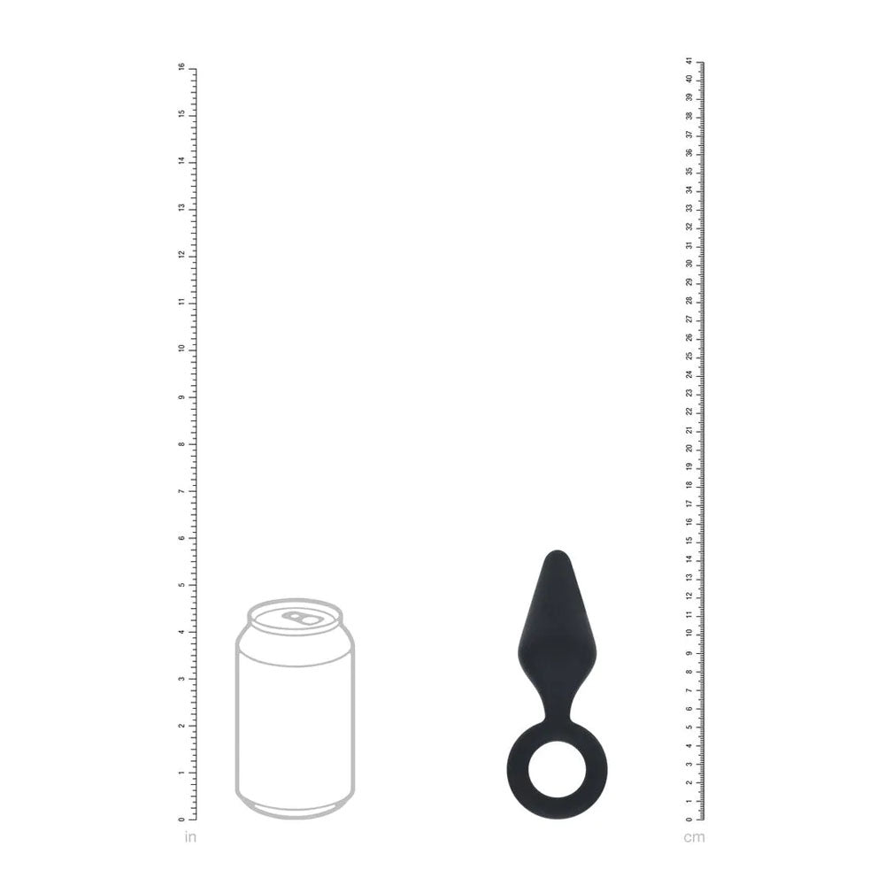 LEVELZ Silicone Anal Plug with Loop - Medium - Black - Black Medium Butt Plug-LVL02-0007BLK