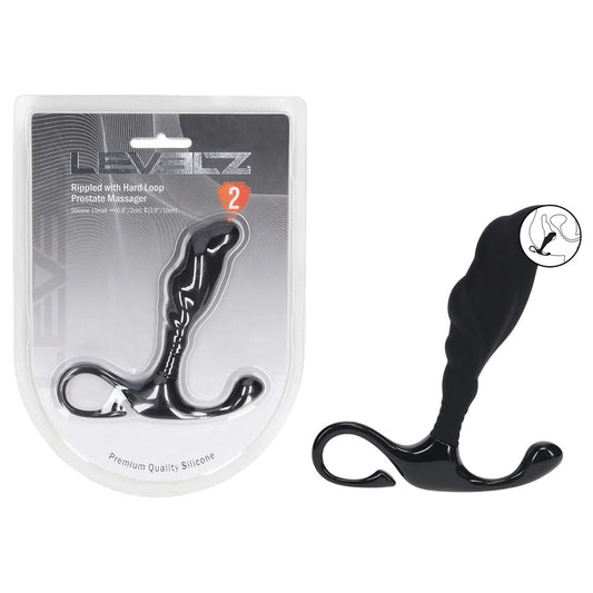 LEVELZ Rippled with Hard Loop Prostate Massager - Small - Black Small Prostate Massager-LVL02-0024BLK