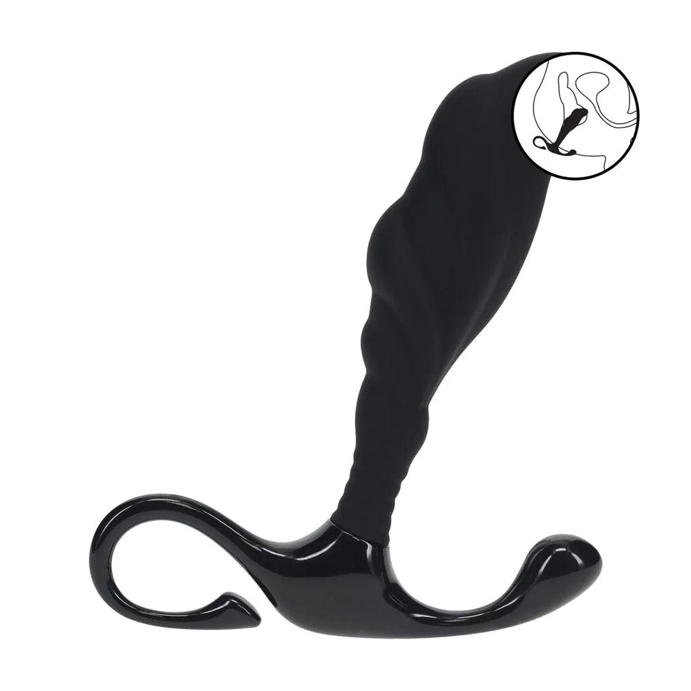LEVELZ Rippled with Hard Loop Prostate Massager - Large - Black Large Prostate Massager-LVL02-0026BLK