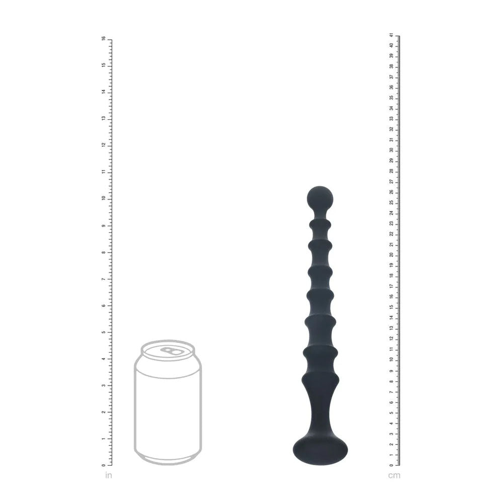 LEVELZ Ribbed Silicone Flared Anal Probe - Black 26.7 cm Anal Beads-LVL02-0030BLK