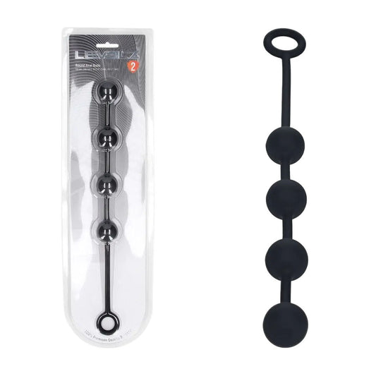 LEVELZ Round Silicone Anal Balls - M - 20mm - Black 32 cm Medium Anal Balls-LVL02-0034BLK